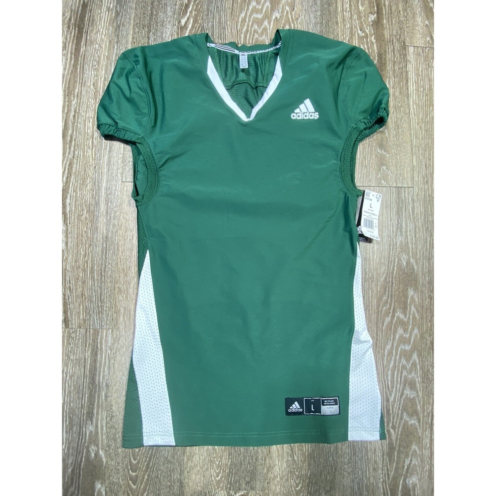 Adidas Football Jersey Mens Large Green V Neck Athletic Trainer Blank A1 Stock J